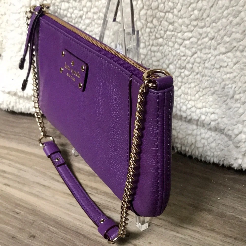 Kate Spade Shoulder Bag Purple with Gold Chain and Leather Strap